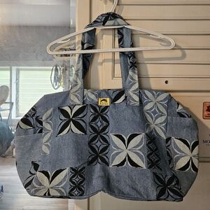 KEALOPIKO DENIM TOTE - MOANA MOTIFS PRINT - LIGHT BLUE COLOR